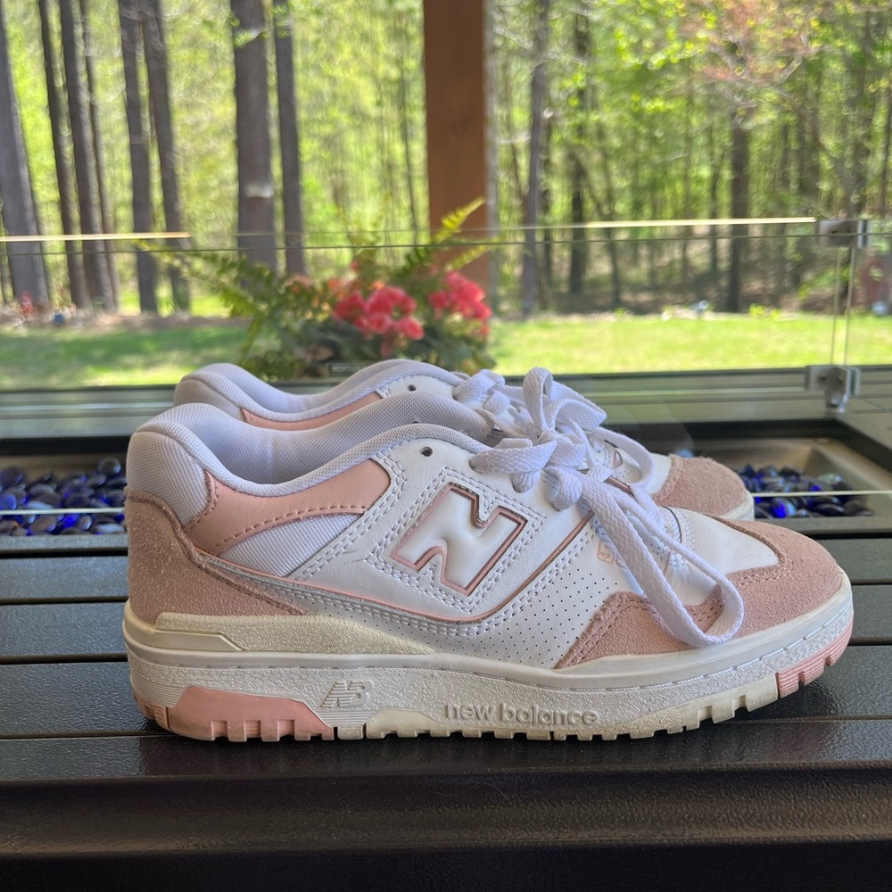 New Balance White and Pink Sneakers